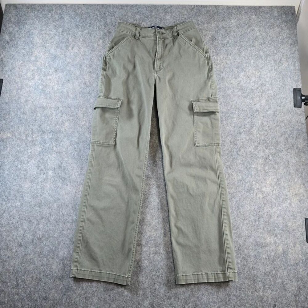 Hollister Ultra High Rise Dad Pant Sz 1 Short XS Olive Green Cargo Y2K